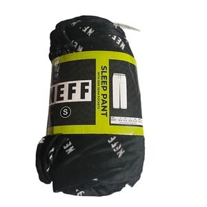 Neff Mens Sleep Pants Black Logo Print Plush Lounge Pajama Bottoms Small NEW